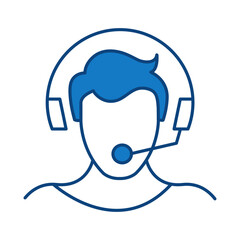 Customer Care Blue Icon. Digital Marketing Icon Editable Stroke Vector Illustration
