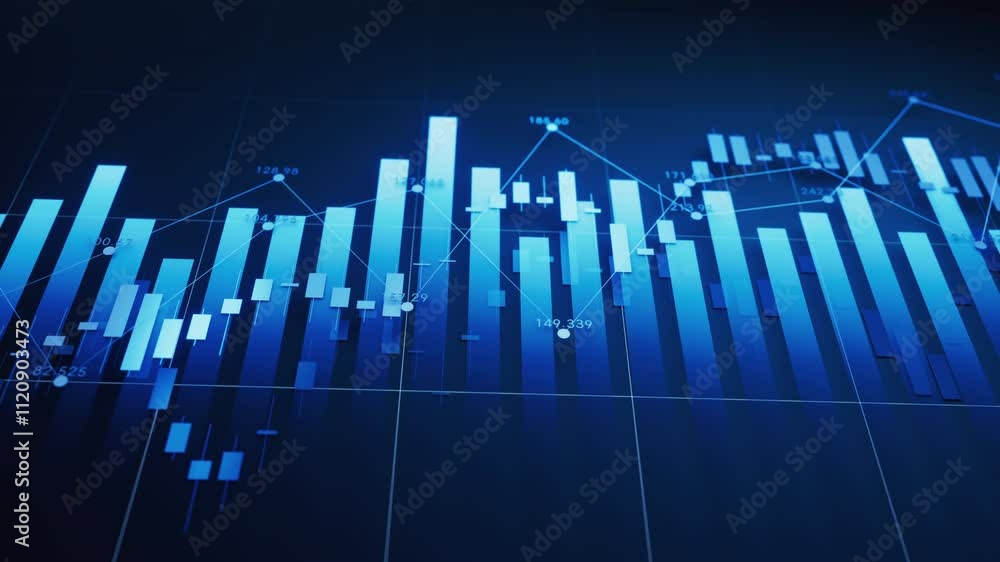 Poster statistical graph with business finance concept, 3d rendering.