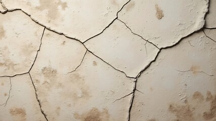 Obraz premium Photorealistic Pastel Cracked Wall Texture, Rustic Beige Background for Text Overlay