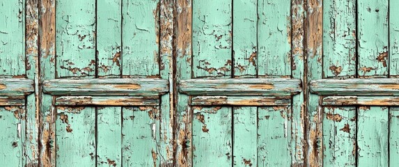 Naklejka premium seamless of seamless texture solid wooden narrow boards old with shabby green paint vertical pattern , isolated on white background, , copy space, copy space for text,