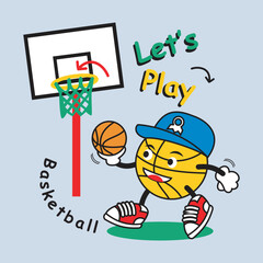 basketball in the arena design cartoon vector illustration