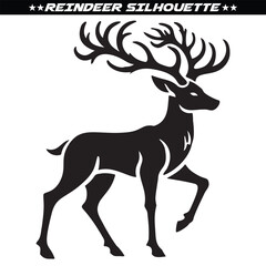 Silhouette of reindeer. Male and female deer isolated on a white background. Eps 10