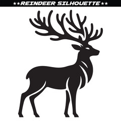 Silhouette of reindeer. Male and female deer isolated on a white background. Eps 10