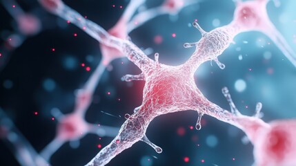 Close-up view of interconnected neurons in a digital representation.