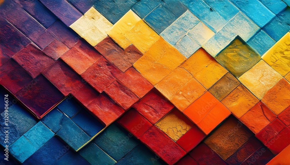Poster vibrant geometric pattern with 3d effect, ideal for adding energy and excitement to any design