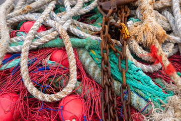 tangled discarded fishing nets