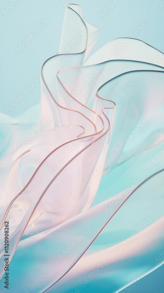 Poster flowing gradient transparent multilayer glass background, 3d rendering.