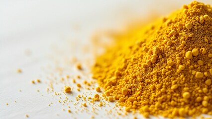 Extreme Close-up of Yellow Corn Millet Powder Texture, High-Definition Macro Photography of Fine Grain Particles