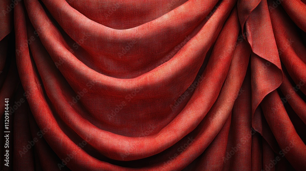 Poster elegant red drapery with soft folds and textures