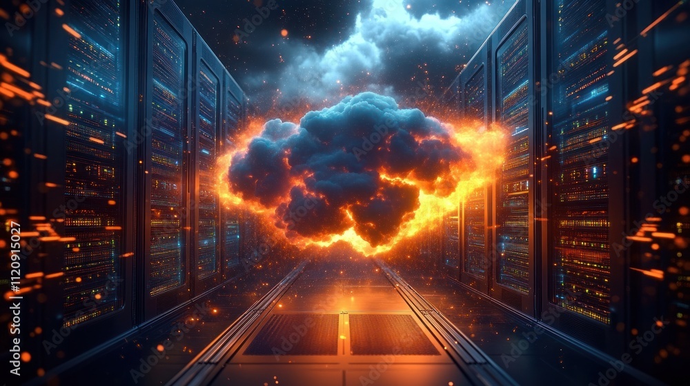 Poster Data Security Disaster Recovery Protection for Artists Importance of Safe Data Management in Cyberpunk Environment