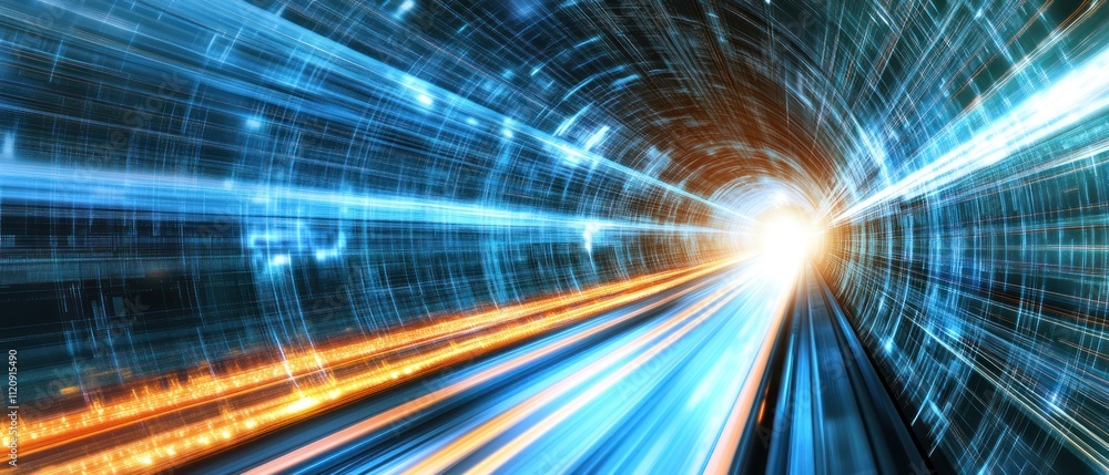 Poster abstract representation of a high-speed tunnel with light