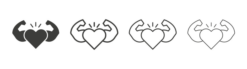 Strong heart icon pack. vector illustration