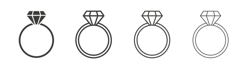 Wedding ring icon pack. vector illustration