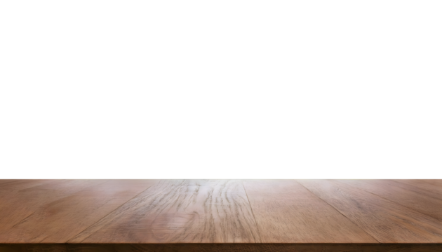 empty wooden table on wood floor isolated on white background png