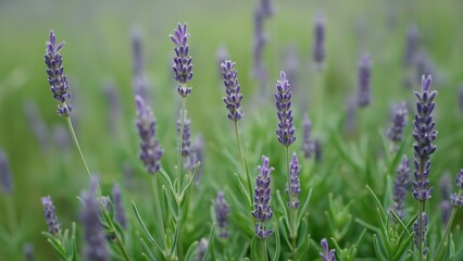 Close-Up of Delicate Lavender Flowers in a Meadow