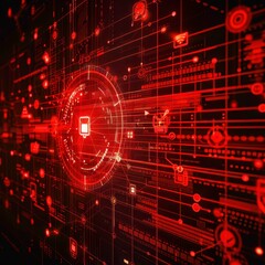 Abstract Red Digital Network Technology Background