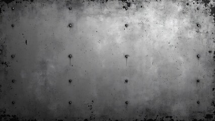 Grunge Metal Plate Texture, Wide Banner, Gray, Scratched, Dusty, Black and White Grainy Wall Background for Design Mockup