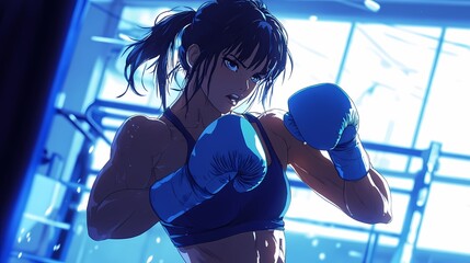 Female Boxer:  A Stunning Digital Painting of a Powerful Athlete