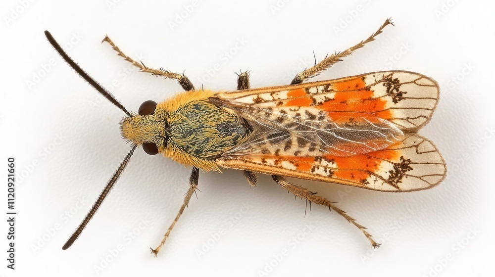 Poster A close-up image of a colorful moth showcasing its intricate patterns and textures.