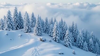 Snow-Covered Mountain Peak, Breathtaking Winter Landscape Photography
