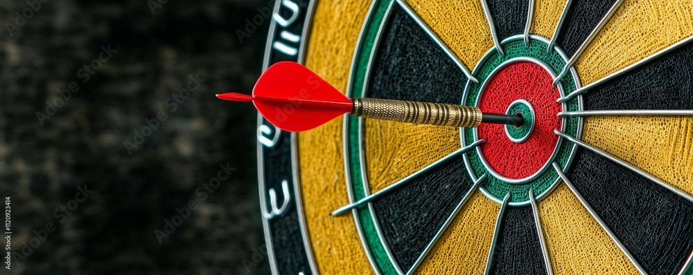 Poster digital marketing with search and seo concept. success through bullseye and target concept. dart hit