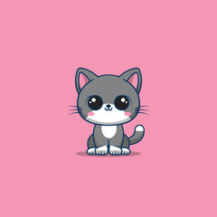 Cartoon Cute Grey Cat