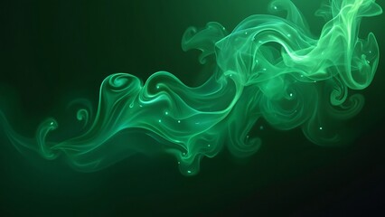 Obraz premium Abstract Emerald Green Smoke Art, Glowing Embers & Swirling Light Effects on Black Background
