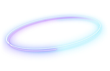Abstract frame futuristic bright glowing neon laser line twirl curve ring.