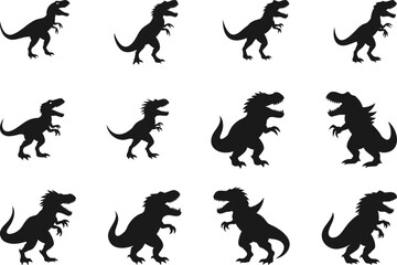 Dinosaur silhouettes vector art, dinosaur silhouettes