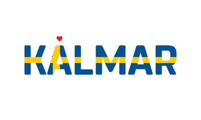 I Love Kalmar, Typographic Design of I Love Kalmar with a flag of Sweden on a white background, Kalmar city of Sweden with heart, Kalmar, I love Sweden © Malik_Atelier