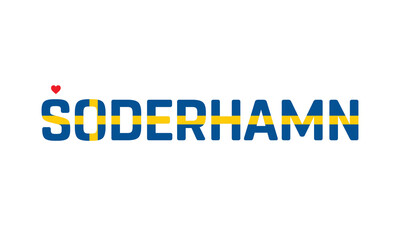 I Love Soderhamn, Typographic Design of I Love Soderhamn with a flag of Sweden on a white background, Soderhamn city of Sweden with heart, Soderhamn, I love Sweden