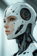 Fototapeta premium Futuristic Robot Assistant with AI Exoskeleton for Space Travel and Robotics Sentinel