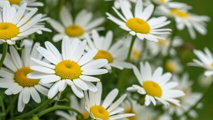 Close-up of Vibrant White Daisies with Sunny Yellow Centers, Exquisitely Detailed Floral Photography