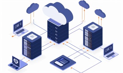 Cloud computing network diagram illustrating server connections.