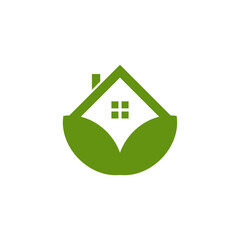 green leaf house logo icon Eco friendly concept isolated 