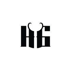 HG monogram logo design letter text name symbol monochrome logotype alphabet character simple logo