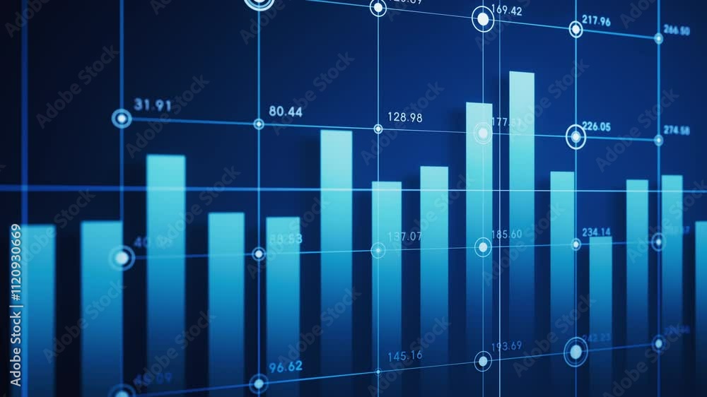 Poster statistical graph with business finance concept, 3d rendering.