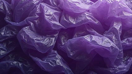 Hyperrealistic Macro, Abstract Texture of Crumpled Purple Plastic Bags