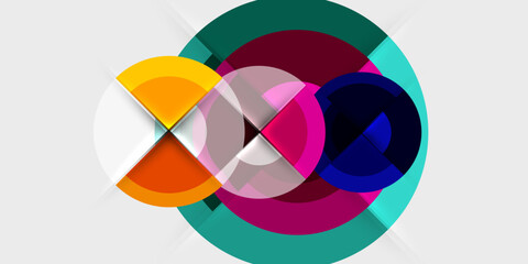 Obraz premium Circle and semi circle geometric background. Vector Illustration For Wallpaper, Banner, Background, Card, Book Illustration, landing page