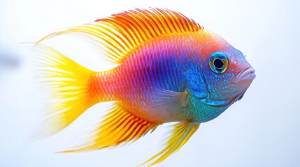 Fototapeta premium Vibrant Colorful Fish with Stunning Rainbow Hues Swimming Gracefully in a Clear Aquatic Environment