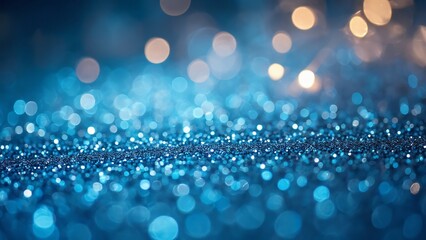 Enchanted Blue & Silver Glitter Bokeh, Sparkling Background Texture