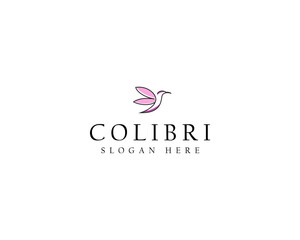 Fototapeta premium Line art hummingbird logo colibri vector, label, badge, illustration design.