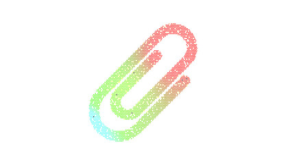Icon paperclip is made up of LED square shapes. There are bright diodes and there are black dead diodes