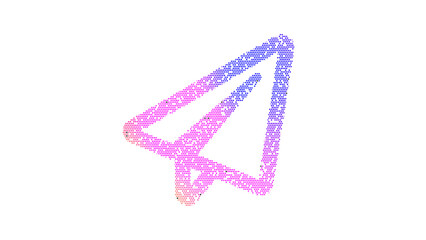 Icon paper plane is made up of LED square shapes. There are bright diodes and there are black dead diodes