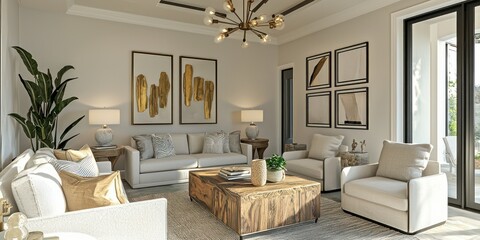 A beautifully styled interior space showcasing a blend of modern and traditional design elements in a cozy living area