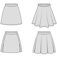 Set of tennis shirt skirt illustration