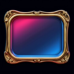 Ornate Gold Frame With Gradient Blue Pink Background