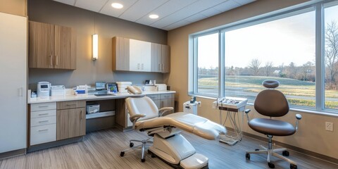 A modern medical office interior with organized spaces for consultations, examination rooms, and patient-friendly amenities