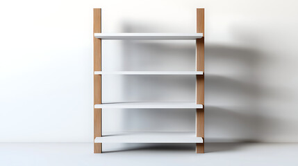 A tall wooden shelf with four shelves