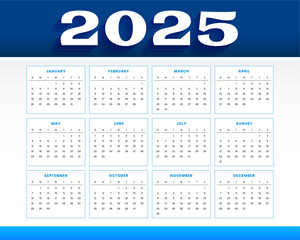 business style 2025 annual calendar template for office desk